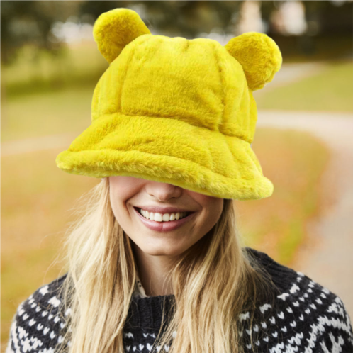 FASHNZFAB faux fur bear ear bucket hat
