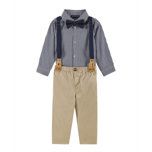 Andy & Evan gingham button-down & suspenders set