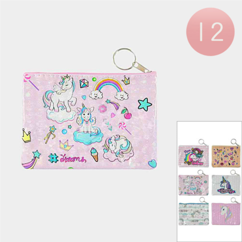 FASHNZFAB 12pcs - unicorn print mini pouch bags