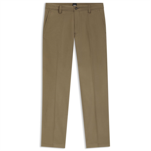 BOSS straight-fit trousers in cotton-blend twill