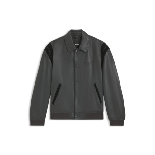 BOSS porsche x leather jacket with contrast details
