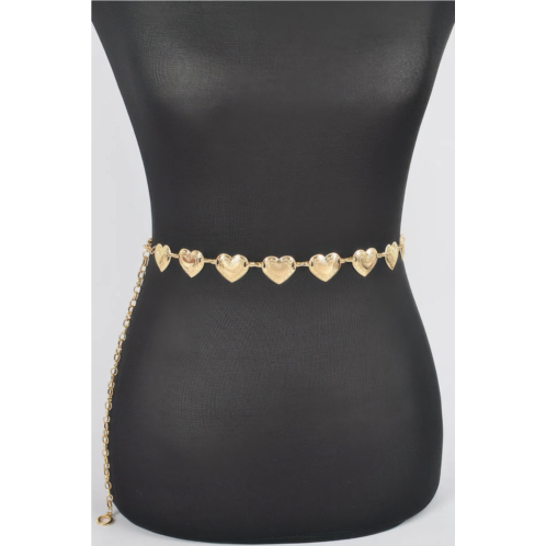 FASHNZFAB womens heart shape metal chain belt