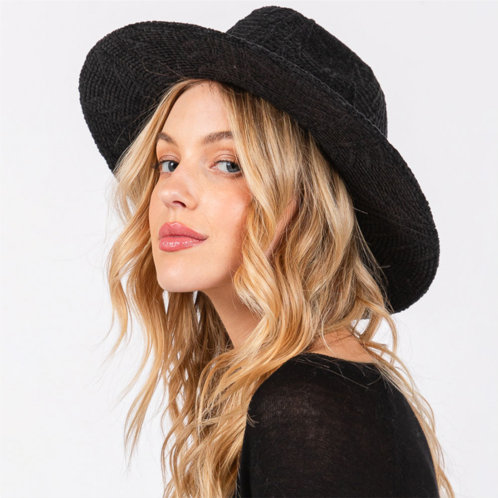 FASHNZFAB chenille pattern fedora hat with braided band