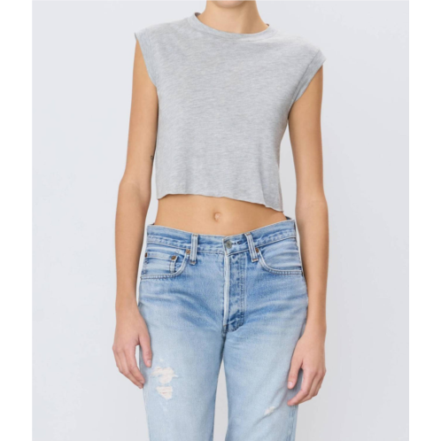 Eterne cropped muscle tank in heather grey