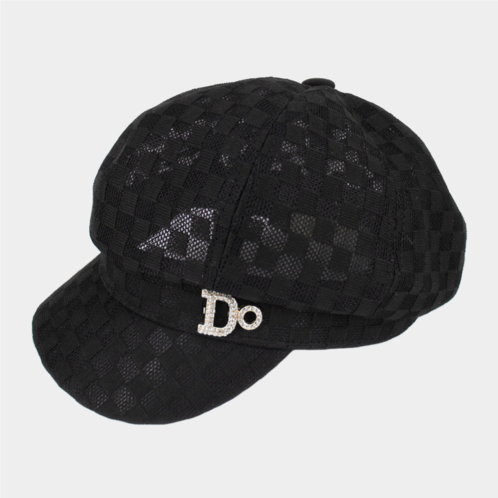 FASHNZFAB do message checkerboard patterned mesh newsboy hat