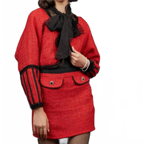 SISTER JANE carina tweed mini skirt in red