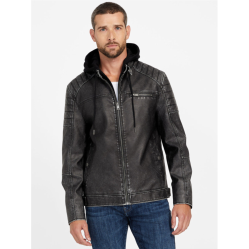 Guess Factory danilo faux-leather hooded jacket