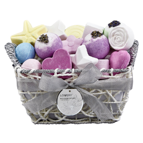 Lovery bath bombs gift set - 17 large bath fizzies with shea and coco butter