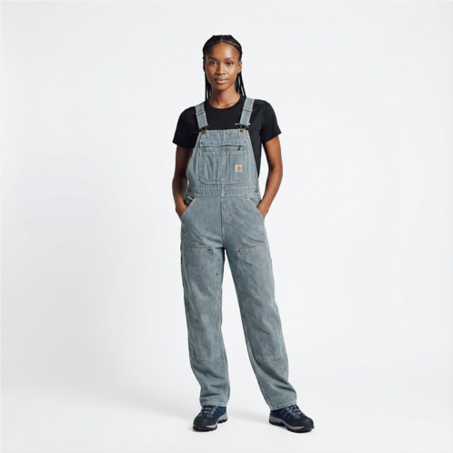 Carhartt Womens Relaxed Fit Denim Railroad Striped Bib Overall