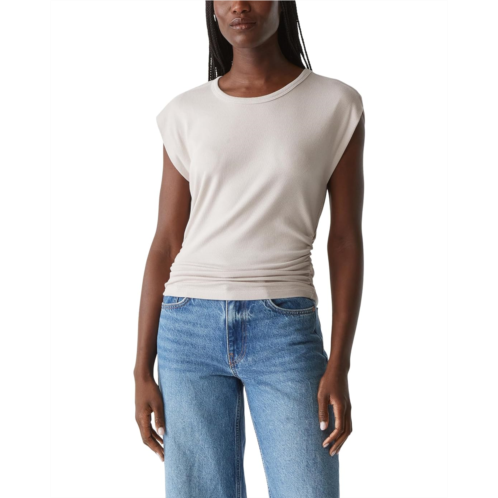 Womens Michael Stars Joni Crew Neck Power Shoulder Top