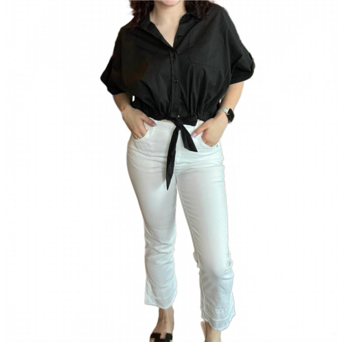 Democracy slimming kick flare jeans with double layer fray hem in white