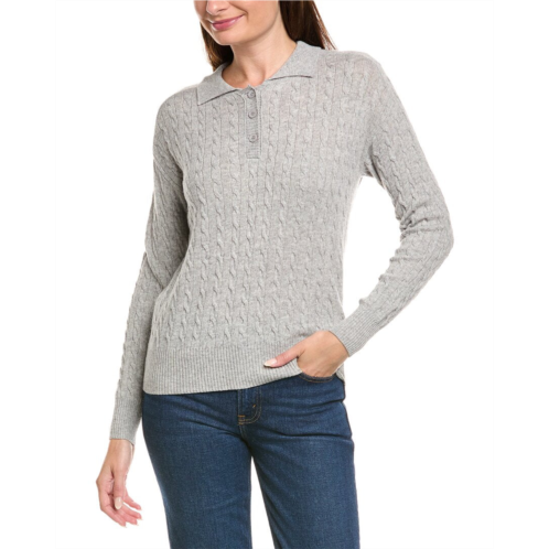 kier j cable knit wool & cashmere-blend polo sweater