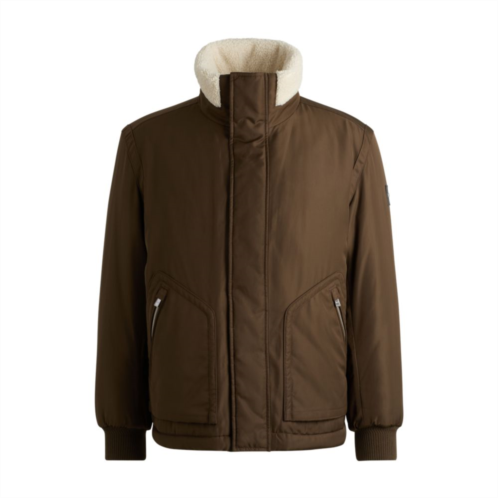 BOSS water-repellent jacket with faux-fur collar