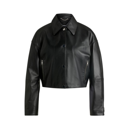 BOSS leather jacket with covered press studs