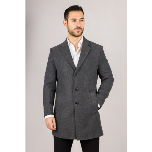 Oliver Tweed (Infinity Leather) mens notched lapel collar wool blend grey overcoat