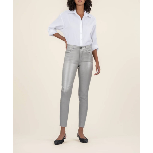 KUT FROM THE KLOTH charlize coated cigarette leg jeans in dark silver