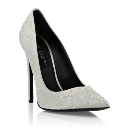 PHILIPP PLEIN satin decollete hi-heels monogram strass