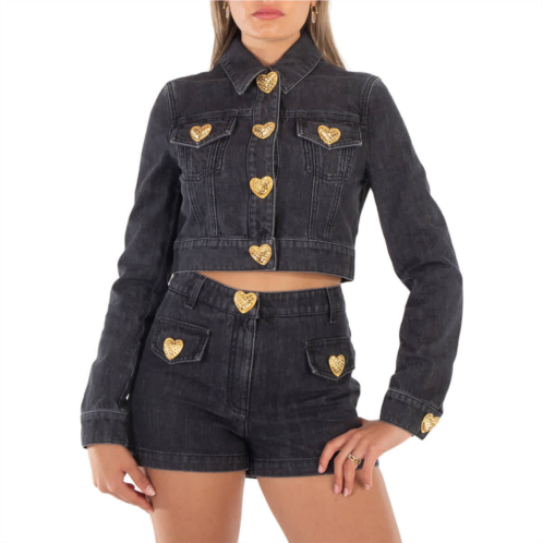 Moschino heart buttons cropped denim jacket