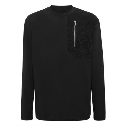 PHILIPP PLEIN long sleeve t-shirt with jacquard crest insert