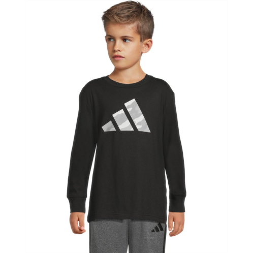 Adidas Kids Long Sleeve Halftone Camo Logo Tee (Toddler/Little Kid)
