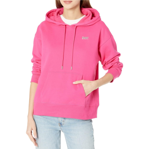 DKNY Metallic Logo Hoodie w/ Kanga Pocket