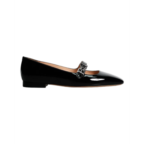 Bally elis 6303067 womens black calf patent leather flat
