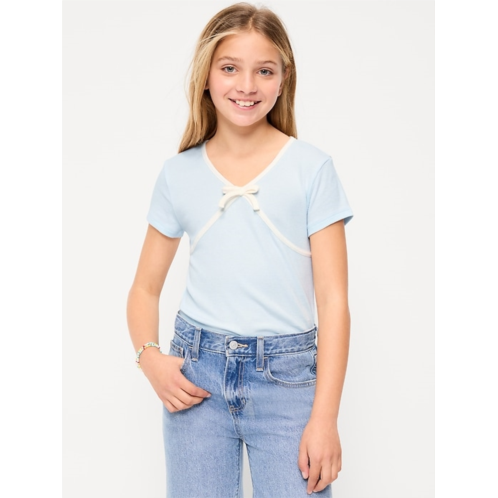 OldNavy Fitted Short-Sleeve Ribbed Bow Top for Girls