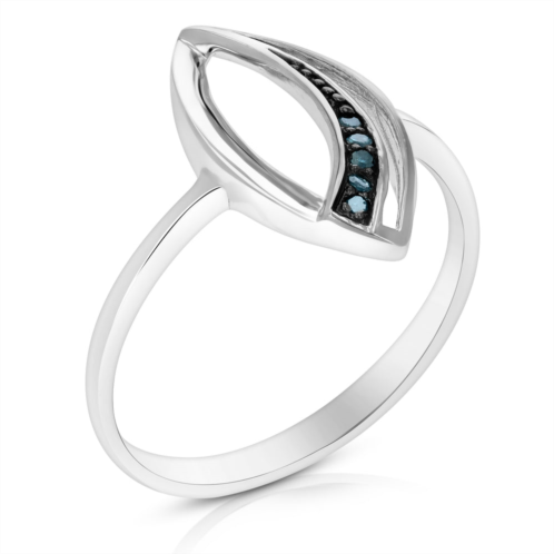 Vir Jewels 1/20 cttw blue diamond marquise ring .925 sterling silver with rhodium