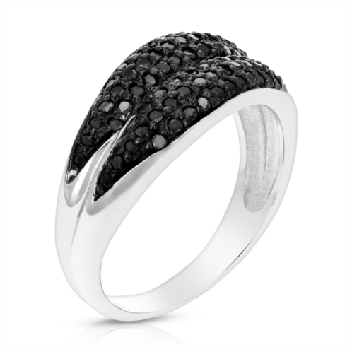 Vir Jewels 0.60 cttw black diamond wedding ring .925 sterling silver with rhodium