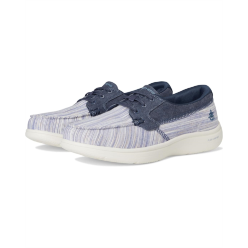 SKECHERS On-The-Go Flex Radiant Striped Metallic Canvas Boat Shoe