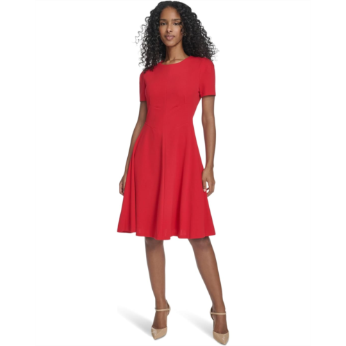 Calvin Klein Short Sleeve Scuba Crepe A-Line