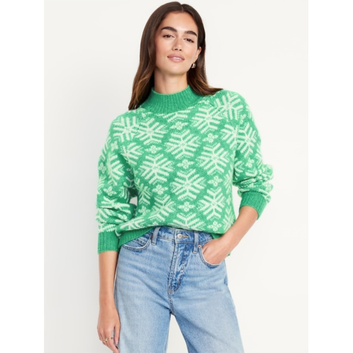 OldNavy Holiday Print Mock-Neck Sweater