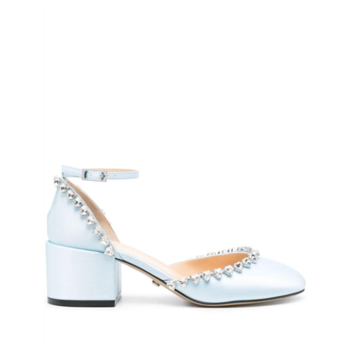 Mach & Mach audrey satin crystal embellished pumps