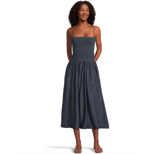 Womens Madewell Smocked Indigo Cami Sundress in Rinse Wash