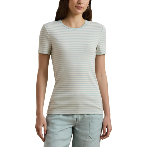 POLO RALPH LAUREN Petite Striped Stretch Cotton Crew Neck Tee