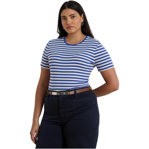POLO RALPH LAUREN Plus Size Striped Stretch Cotton Crewneck Tee