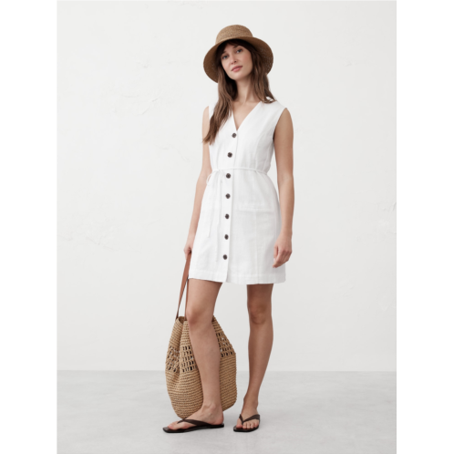 bananarepublic Linen-Blend Button-Front Mini Dress