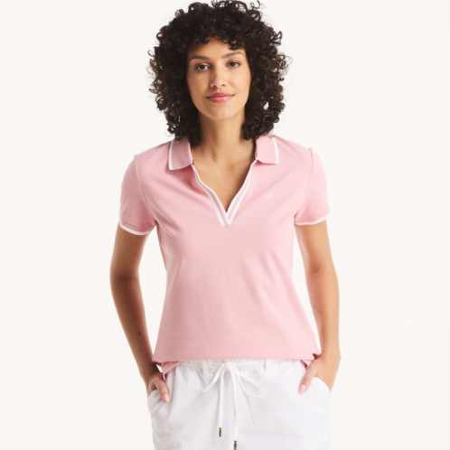 Nautica womens sustainably crafted ocean split-neck polo