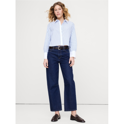 Bananarepublic Cropped Cotton Polin Shirt with Elbow Patches