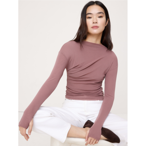 Bananarepublic Ruched Mesh Boatneck Top