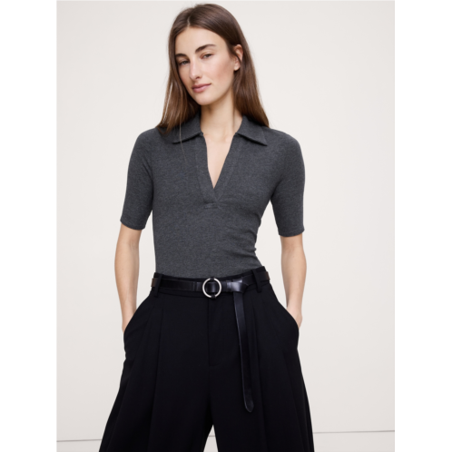 Bananarepublic Ribbed Elbow-Sleeve Polo