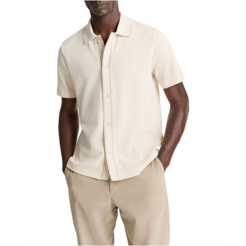 Vince Jacquard Knit Short Sleeve Button Front Shirt