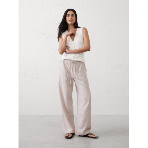 bananarepublic Mid-Rise Straight Linen-Blend Pull-On Pant