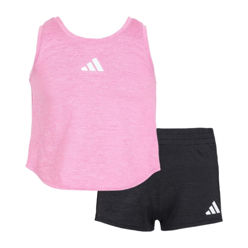 adidas Kids Melange Flounce Tank Short Set (Toddler/Little Kid)