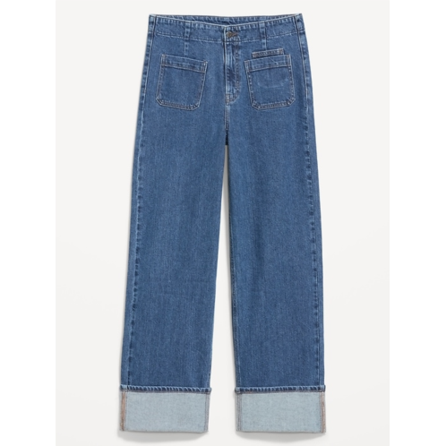 OldNavy Curvy Extra High-Waisted Cuffed Wide-Leg Jeans