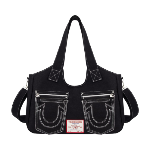 True Religion horseshoe stitch black satchel