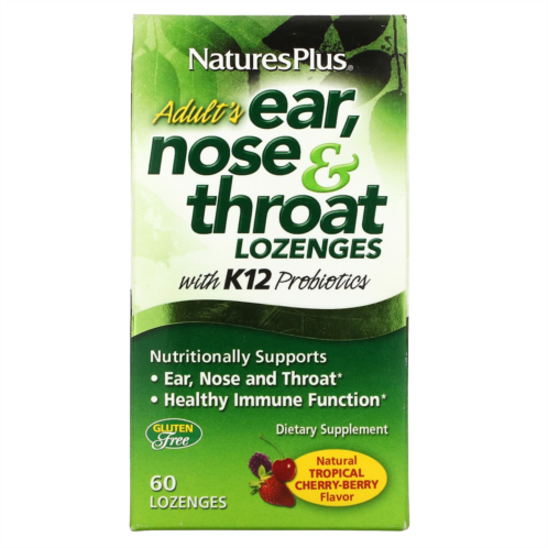 NaturesPlus Adults Ear Nose & Throat Lozenges Natural Tropical Cherry Berry 60 Lozenges
