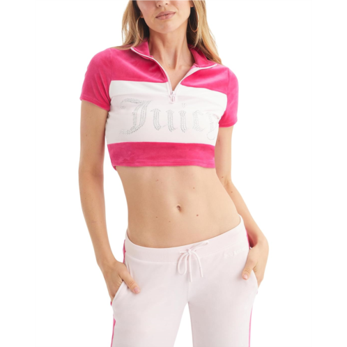 Juicy Couture Color-Block Mock Neck Zip-Up Tee