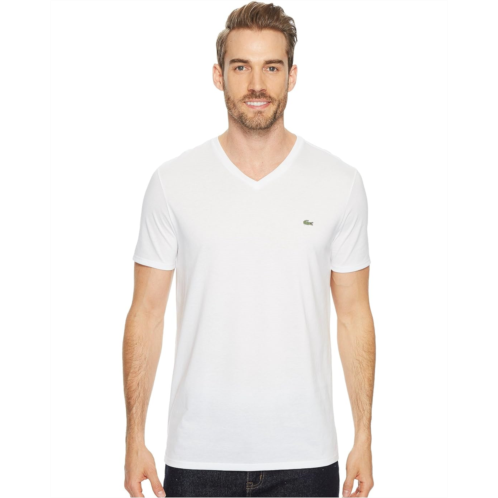 Mens Lacoste Short Sleeve V-Neck Pima Jersey Tee