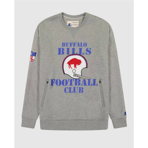 Starter mens buffalo bills crew neck sweatshirt with zip pockets in grey